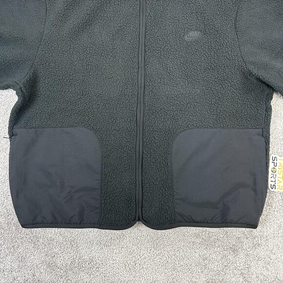 Nike Jacket Mens Small Black Full Zip Faux Fur Sherpa Oversized Fit FB8386-010 - Picture 3 of 10